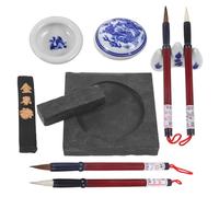 ibasenice Ensemble de Calligraphie Chinoise Vintage 1 Set Pinceaux de Calligraphie Pratiques en Bois et Céramique Absorbants Faciles à Ranger pour Peinture à L'encre Sumi Couleur Aléatoire