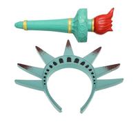 ibasenice Ensemble de Couronne et Torche Statue Liberté en Pu pour Femme, Accessoire Déguisement Halloween Confortable et Sécurisé pour Fête Costumée