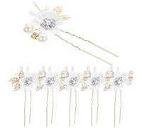 ibasenice Épingle à Cheveux Fleurie en Perles et Métal de U, Légère et Facile à Utiliser, Lot de 6 Pièces pour Mariage et Voyage de Noces
