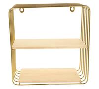 ibasenice Étagère de Toilette Double Couche sans Perçage en Fer et Bois | Rangement Mural pour Salle de Bain, Grosse Capacité, Imperméable, Finition Or, Usage Hôtel