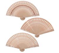 ibasenice Éventails Pliants Anciens en Bois Khaki Léger et Pliable, Lot de 3 Pièces, Style Chinois Antique pour Décoration Intérieure et Accessoires Photo
