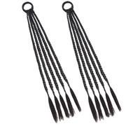 ibasenice Extensions de Cheveux Synthétiques à Haute Température, Perruques Tressées Naturelles Noires, Confortable et Amical Peau avec Élastique, Pack 2 Pièces pour Filles et Femmes