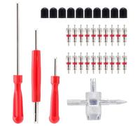 ibasenice Extracteur de Noyau de Valve 34 Pièces Outil d'Installation et Démontage de Noyaux de Valves de Pneus pour Voitures Motos et Vélos Kit de Réparation Polyvalent pour Roues de