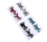 ibasenice Faux Cils Colorés en Plumage pour Soirée D'halloween, Pack de 4 Paires Denses Regard Naturel et Lumineux