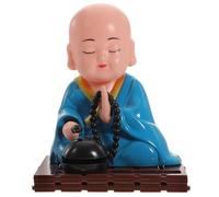 ibasenice Figurine de Moine Solaire Tête Qui Secoue Automatiquement et Bras Qui Bougent, Décoration Créative en Abs pour Tableau de Bord de Voiture ou Bureau