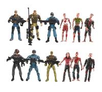 ibasenice Figurines d'action Militaires Articulées 12 Pièces 6 Soldats Mercenaires 10 CM 6 Zombies 96 CM en Plastique Sécuritaire Jouets de Simulation pour Garçon et Filles Accessoires