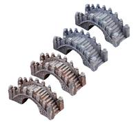 ibasenice Figurines de Pont Miniature en Résine Marron, Décorations de Jardin Élégantes, 4 Pièces, Travail Fin, Style Concis pour Extérieur et Bureaux
