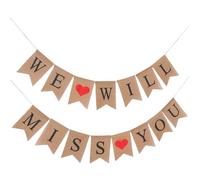 ibasenice Guirlande Bannière en Toile de Jute et Lin «tu Vas nous Manquer» Drapeaux de Queue D’hirondelle, Décoration Suspendue pour Mariage, Fiançailles et Saint-valentin, Bannière
