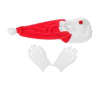 ibasenice Housse de Casque de Moto Père Noël en Peluche, Accessoire Festif Ajustable, Chapeau de Noël Rouge et Blanc Moufles Assortis, Décoration pour Scooter et Moto aux Fêtes de Fin