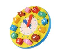 ibasenice Jouet D'horloge à Formes Et Chiffres pour Garçon Et Filles D'âge Préscolaire Taille Moyenne en Bois Éducatif Pédagogique Apprentissage du Temps Développement Cognitif