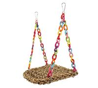 ibasenice Jouet pour Perroquet en Herbe Tressée Suspendue, Jouet d'escalade en Fibres Naturelles, Dimension 18x18 Cm, Décoration De Cage, Adapté Aux Perruches Et Petits Oiseaux