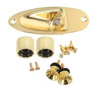 ibasenice Kit Accessoires Guitare Électrique Doré 5 Pièces - Écrou de Sangle, Boutons Volume, Capuchons Cordes, Prise Jack Forme Bateau - Pièces Détachées Robustes pour Guitare Électrique,