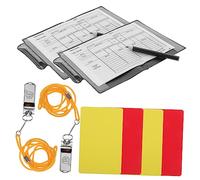 ibasenice Kit Arbitre de Football Portable Cartons Jaune et Rouge Pliables avec Sifflet Métallique Carnet et Stylo pour Match Professionnel PVC et Design Compact