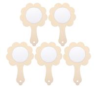 ibasenice Kit de 5 Miroirs de Poche en Bois à Peindre, Miroir à Main Délicat et Léger pour Garçon et Filles, pour Bricolage DIY en Famille