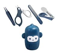ibasenice Kit de Soin des Ongles pour Bébé Pince Guillotine Ongle, Ciseaux pour Bébé, Lime et Pince à Épiler, Abs Tpe Acier Inoxydable, 1 Set Bleu
