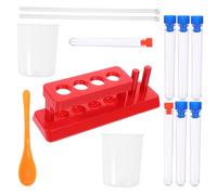 ibasenice Kit Stem de Tubes à Essai Transparents pour Garçon Fille avec Support Cuillères et Accessoires de Mesure Éducatif Scientifique Réutilisable pour Expériences Pratiques