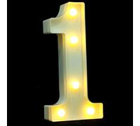 ibasenice Lampe LED Chiffre Lumineux 1 en Plastique Blanc, Lampe D'ambiance Créative pour Décorations Spéciales et Confessions, Veilleuse Décorative Polyvalente