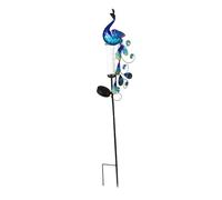 ibasenice Lampe Solaire de Jardin Paon Décorative Forgé Pluviomètre Lumineux Extérieur pour Pelouse Éclairage Stable et Écologique Installation sans Fil