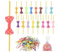 ibasenice Liens D'étanchéité en Polyester Faciles à Nouer et Dénouer 100 Pièces Nœuds Couleur Aléatoire pour Paquet à Bonbons et Snacks Décoration pour Boutique de