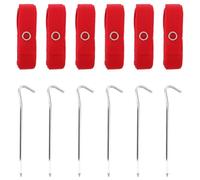 ibasenice Lignes de Délimitation de Beach-Volley Rouges 6pcs en Nylon et Alliage D'aluminium Ancrages au Sol pour Entraînement Extérieur et Jeux Le Jardin
