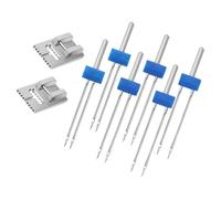 ibasenice Lot de 1 Set de Set Aiguilles Doubles pour Machine à Coudre Domestique en Fer et Plastique Finitions Précises Accessoire Pratique Enfile-aiguille Intégré