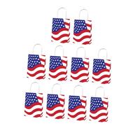 ibasenice Lot de 10 Paquet en Papier Rouge Blanc et Bleu Poignée Paquet Patriotiques Drapeau Américain pour Bonbons Idéals 4 Juillet et Fêtes Patriotiques