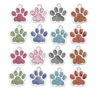 ibasenice Lot de 16 médailles d'identification gravées pour Chiens et | Jetons en forme de patte, accessoires pour collier d'animal de compagnie, plaque anti-perte, gravable pour petites,