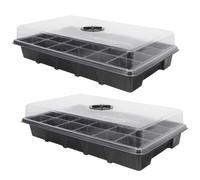 ibasenice Lot De 2 Boîtes De Germination 24 Trous En Plastique Noir Avec Couvercle Ventilé Pour Jardinage Intérieur, Plateau De Semis Solide Pour Graines Et Plantes Succulentes, Support De Propagation