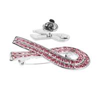 ibasenice Lot de 2 Broches en Alliage Blanc à Cristaux Roses, Épingle à Ruban pour Sensibilisation Cancer du Sein, Accessoire Féminin Caritatif Polyvalent pour Vêtements et Paquet, Bijou