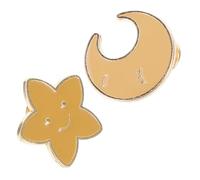 ibasenice Lot de 2 Broches Étoiles et Lunes en Alliage de Zinc, Épingle à Chapeau et Veste, Style Japonerie Mignon, Accessoires Bijoux Féminins Décoratifs, pour Paquet et Revers