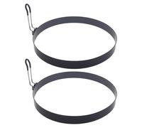 ibasenice Lot de 2 cercles à omelette de 20 cm pour plaque de cuisson, avec poignée résistante à la chaleur | Moule à crêpes rond antiadhésif en acier inoxydable pour galettes, muffins et