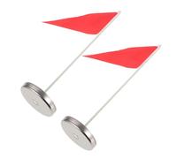 ibasenice Lot de 2 Drapeaux D’Entraînement de Golf avec Trous de Putting en Acier Inoxydable 10 CM pour Intérieur et Extérieur Accessoires de Précision pour Putting Green Cible Portable