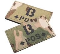 ibasenice Lot de 2 Écussons Militaires à Scratch Camouflage, Patch de Groupe Sanguin B Positif en Nylon Résistant, Identification Sang Nocturne pour Paquet Tactiques et Équipements de Plein