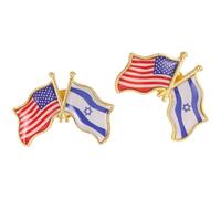 ibasenice Lot de 2 Épinglettes Broches Souvenirs Alliage Drapeau États- -israël, Insignes de Revers Patriotique pour Vêtement, Chapeau, Cravate - Souvenir Amitié à Collectionner,