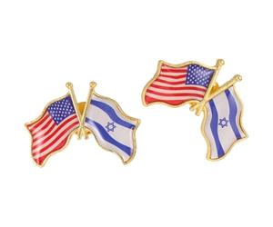 ibasenice Lot de 2 Épinglettes Broches Souvenirs Alliage Drapeau États-unis-israël, Insignes de Revers Patriotique pour Vêtement, Chapeau, Cravate - Souvenir Amitié à Collectionner,