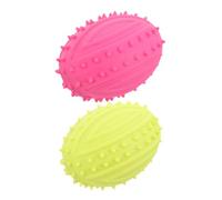 ibasenice Lot de 2 Jouets à Mâcher pour Chien Qui Couine, Jouets Interactifs en Caoutchouc de Ballon de Rugby, Couleurs Rose Vif et Jaune, Adaptés aux Chiots pour Dentition et Exercices
