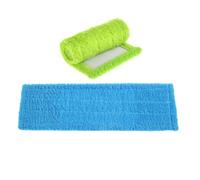 ibasenice Lot de 2 Lingettes de Nettoyage Polaire Corail Épaissies 40x12 Cm Serpillière Réutilisable Compatible Balai à Franges pour Sols Durs Maison Bureau Vert et Bleu