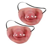 ibasenice Lot de 2 Masques Amusants Demi-visage en Latex à Nez de Cochon Rose, Accessoire de Déguisement pour Adultes, pour Fêtes Masquées, Halloween, Mariages et Jeux de Farces