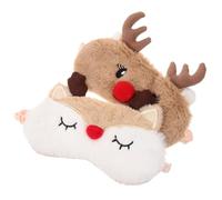 ibasenice Lot de 2 Masques de Sommeil en Peluche Dessin Animé Occultation Élevée Matière Douce Imitation Soie Couleurs Marron et Crème Bande Élastique Ajustable pour Dormir Voyage et