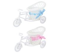 ibasenice Lot de 2 Paniers en Rotin Miniatures pour Tricycle Décorations Créatives de Mariage et Fête Ornements de Scène en Rotin Rubans Colorés Aléatoires Accessoire Couleur Aléatoire