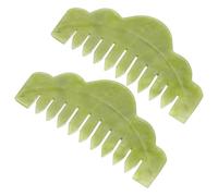 ibasenice Lot de 2 Peignes en Jade pour Massage du Cuir Chevelu Outil de Coiffure Naturel Antistatique pour Femmes Soin Capillaire à Domicile Surface Lisse et Embout Arrondi