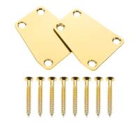 ibasenice Lot de 2 Plaques de Renfort en Métal Dorées avec Vis pour Manche de Guitare Électrique et Basse - Plaque de Fixation Robuste pour Réparation et Renforcement, Accessoires