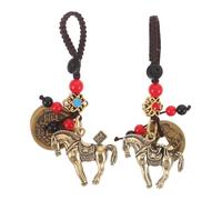 ibasenice Lot de 2 Porte-clés en Laiton Amulette Motif Cheval Année du Cheval Porte-clés Pendentifs Style Chinois pour Paquet Nouvel An Chinois Décoratif et Symbole de Richesse