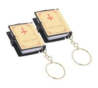 ibasenice Lot de 2 Porte-clés Religieux en Alliage de Zinc Forme Miniature Bible Chrétienne Or, Léger et Facile à Transporter, pour Décoration de Téléphone ou Portefeuille