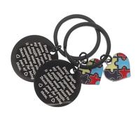 ibasenice Lot de 2 set de Porte-Clés Puzzle en Acier Inoxydable Noir Rond - Présents de Remerciement pour Enseignants en Éducation Spécialisée et Soutien Autisme - Accessoires Éducatifs