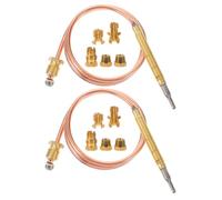 ibasenice Lot de 2 thermocouples pour chaudières à gaz et chauffe-eau, thermocouple de 60 cm avec raccords adaptateurs, accessoire de rechange pour cuisinière et gril de cuisine.