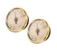 ibasenice Lot de 2 Thermomètres Analogiques Ronds Encastrables Couleur Or Indicateurs Météorologiques pour Intérieur et Extérieur Thermomètres de Jardin et Serrage Affichage en Degrés