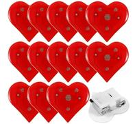 ibasenice Lot De 20 Broches Lumineuses En Forme De CœUr Rouge - Accessoires De FêTe Saint-Valentin Pour Mariages Et Bals Avec Led - Pinces À VêTements