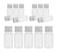 ibasenice Lot de 20 Flacons Distributeurs Portables de 10 Ml avec Bouchons en Aluminium, Bouteilles Cylindriques Transparentes en Plastique, pour Voyage et Cosmétiques