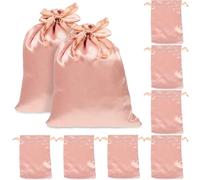 ibasenice Lot de 20 Sachets Présents en Satin de 20x15 Cm Couleur Dorée, Pochettes à Cordon de Serrage pour Bijoux, Bonbons et Présents de Fête, Paquet D’emballage Pratiques et Légers